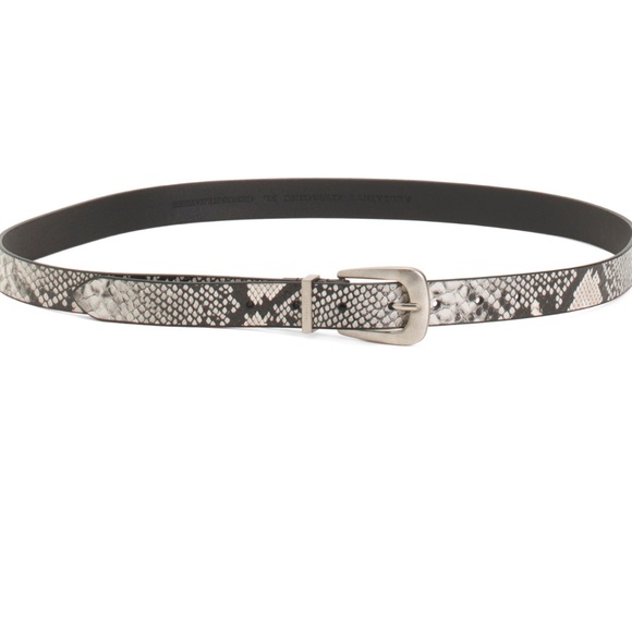ALL SAINTSLeather Snake Print Belt With Metal Keeper